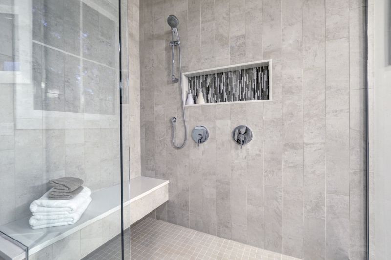 Corner Shower with Modern Tiles